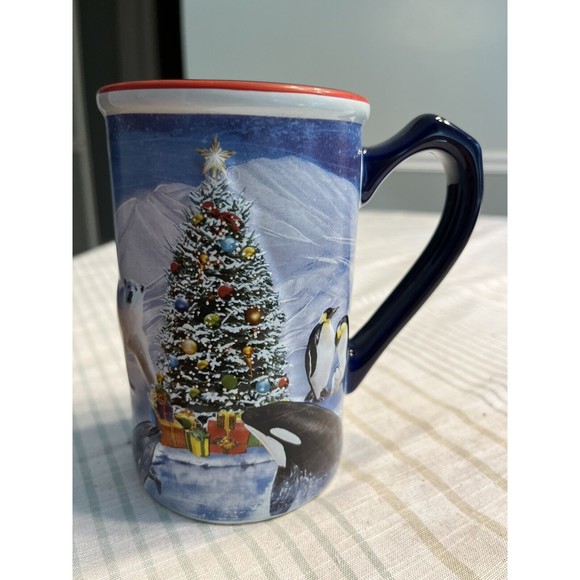 Ceramic Sea World Shamu Christmas Tree Coffee Tea Mug Cup - Picture 1 of 12
